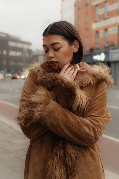 Afghan Suede Coat Size M/L UK 10/12