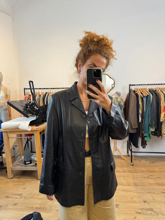 Leather blazer size L