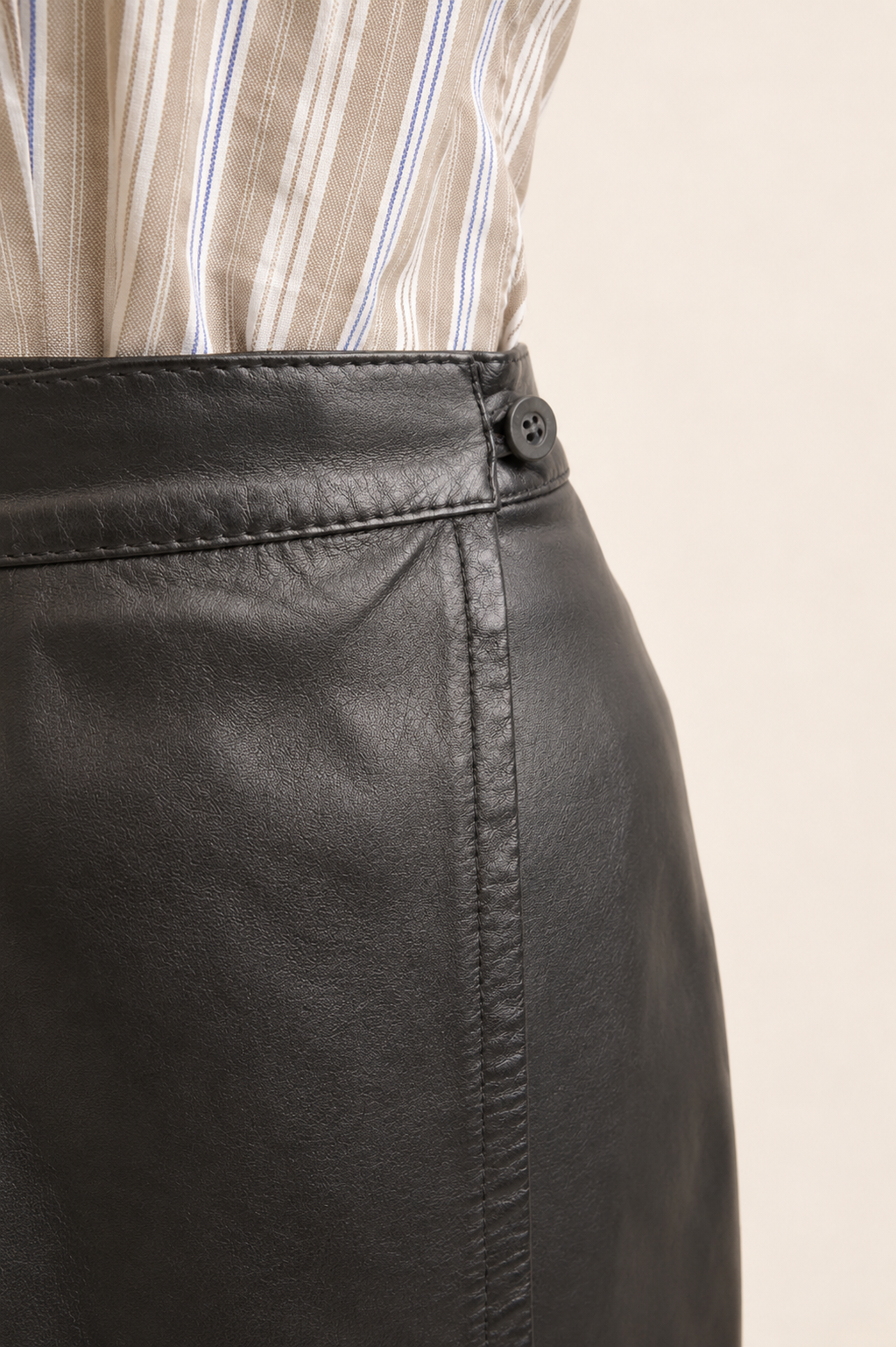 Wrap-around Black Leather Skirt