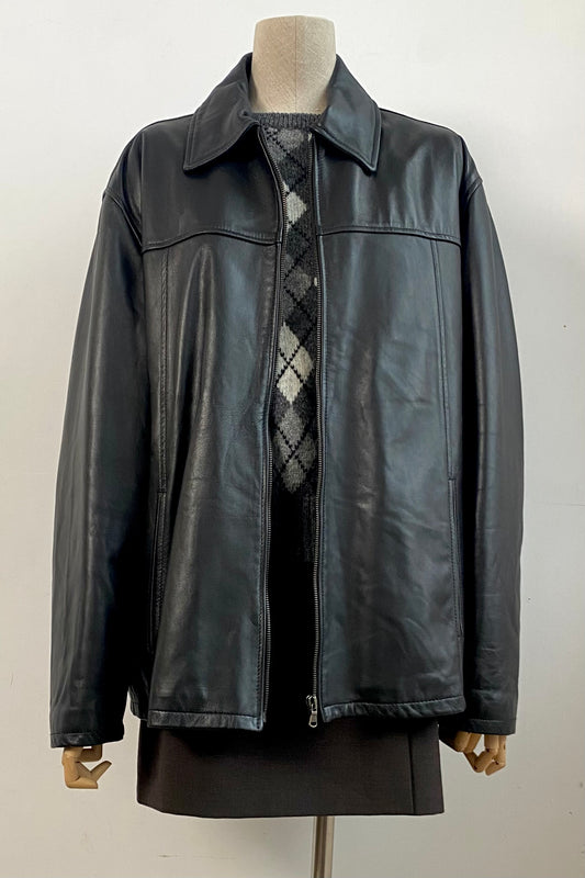 Italian Leather Zip Jacket Size L/XL UK 12/14