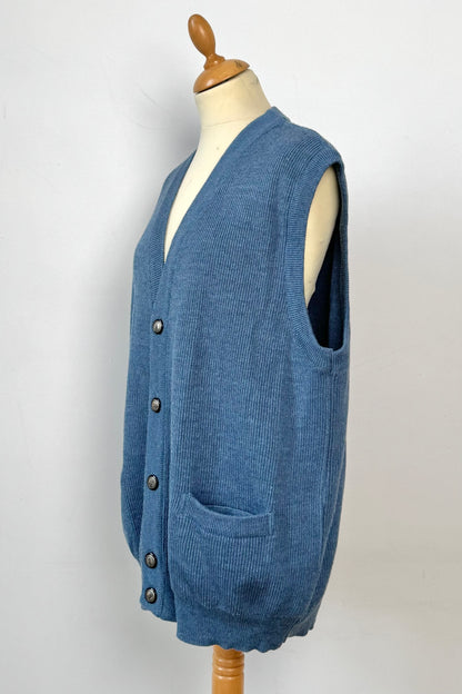 BLUE KNIT BUTTONED VEST SIZE L/XL UK 12/14