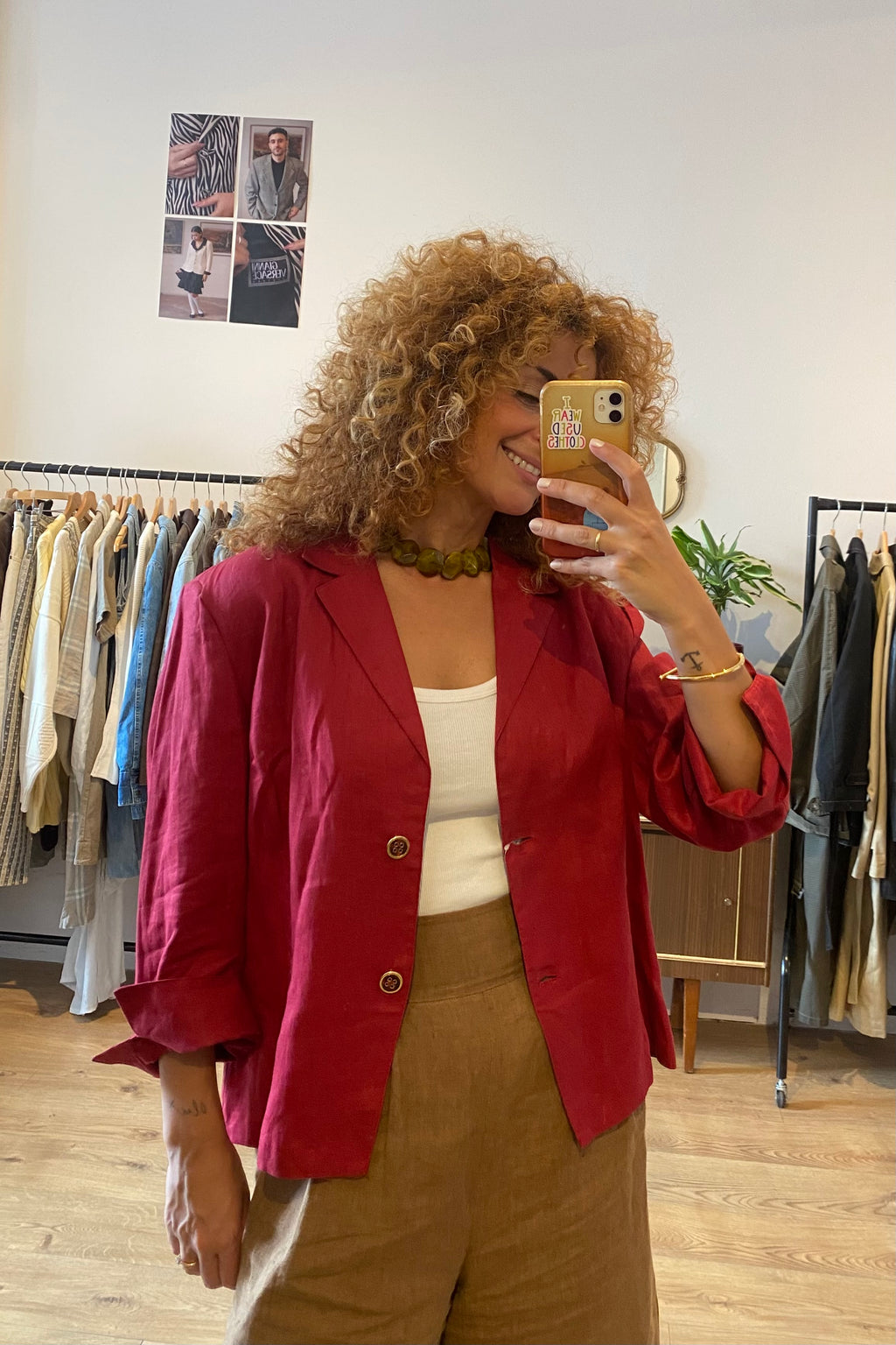 Burgundy linen Overshirt