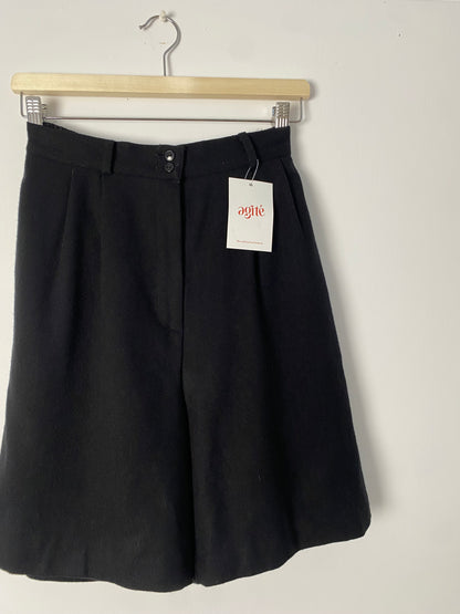 Pure Wool Black Paperbag Shorts UK 8/10
