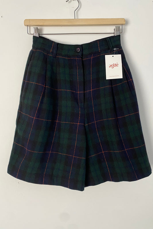 Tartan Plaid Paperbag Shorts with Contrast Stitch UK 6/8