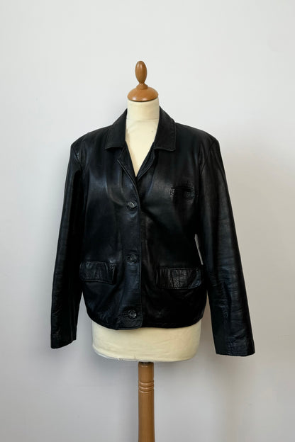 LEATHER CROP JACKET SIZE M/L UK 10/12