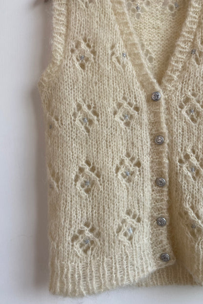 Cream Wool Knit Sweater Vest Women's S UK 6/8