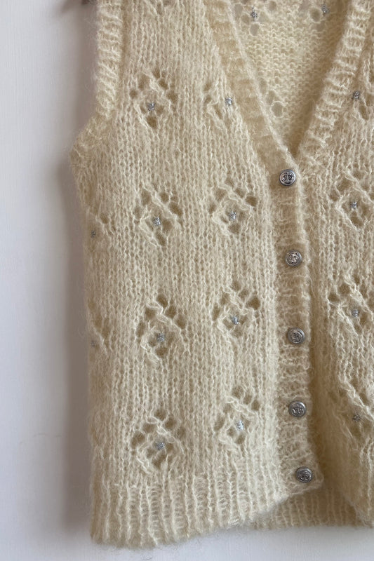 Cream Wool Knit Sweater Vest Women's S UK 6/8