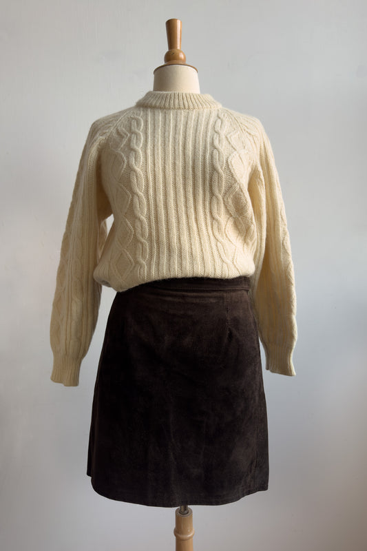 Chocolate Brown Suede Skirt in Size M UK 8/10