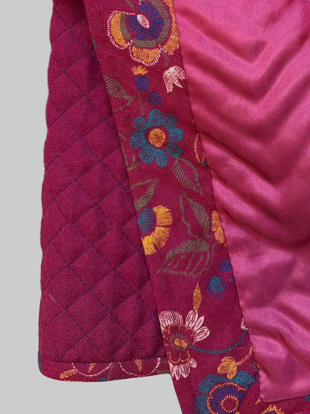 Red Quilted Waistcoat with Floral Trim