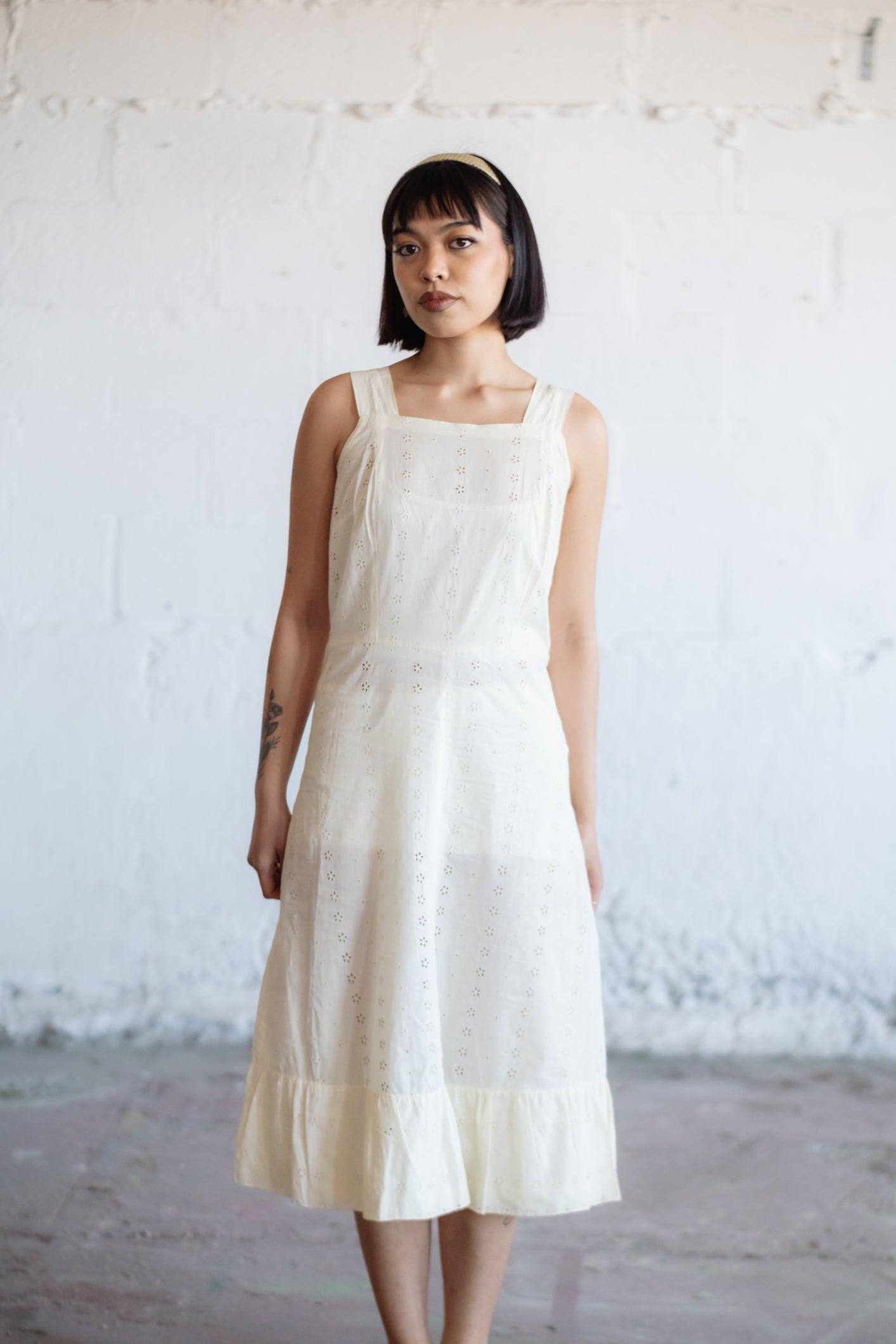 White Broderie Anglaise Cotton Sundress