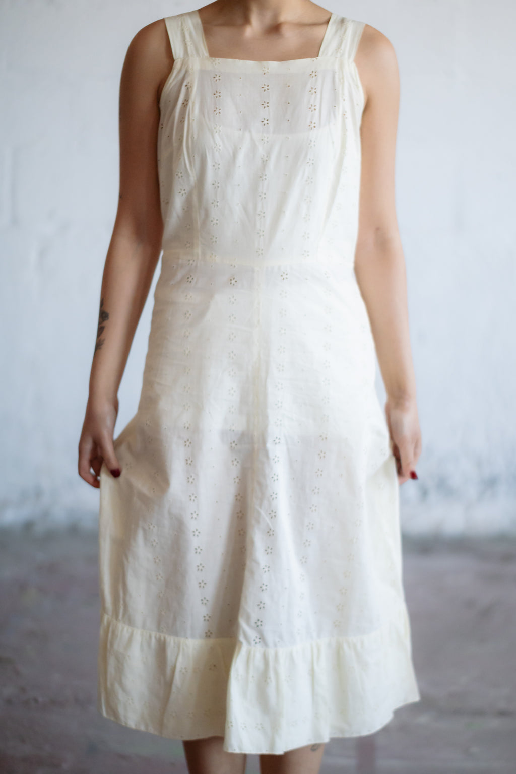White Broderie Anglaise Cotton Sundress