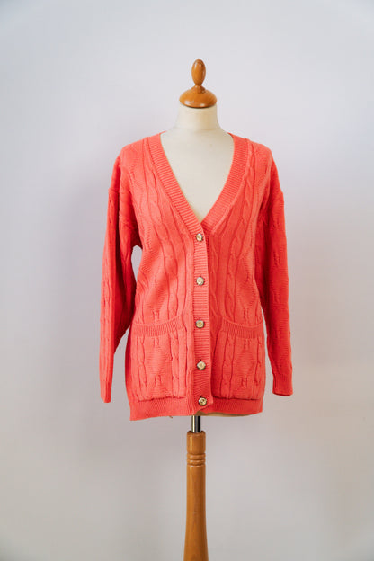 PINK CABLE KNIT CARDIGAN SIZE M/L UK10/12