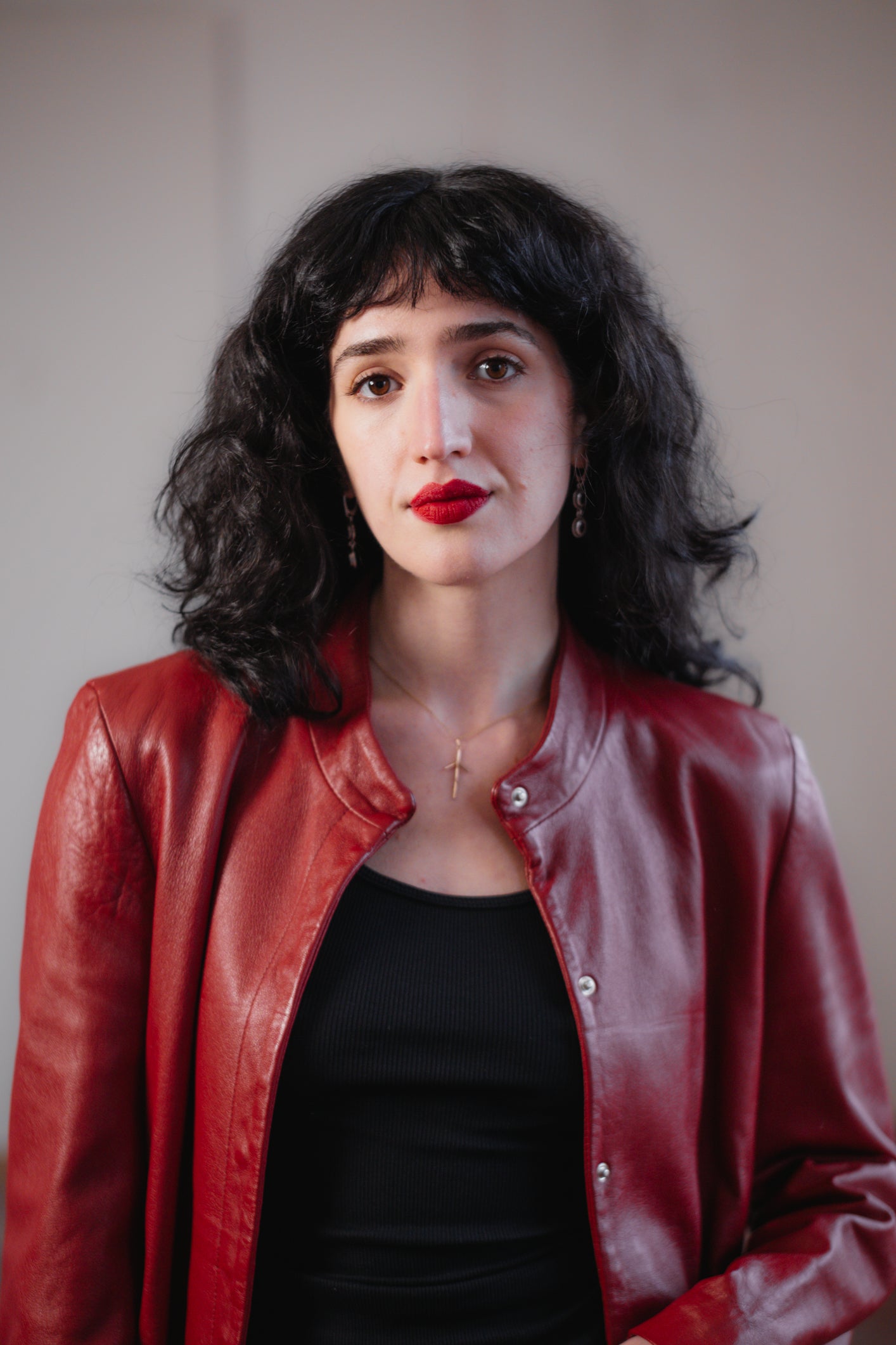 Red Combipel Leather Jacket Size 8/10 UK S/M