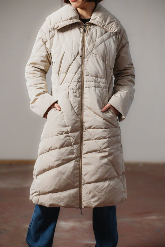 Ivory Moncler Puffer Coat in Size S/M UK 8/10