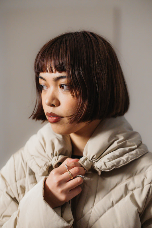 Ivory Moncler Puffer Coat in Size S/M UK 8/10