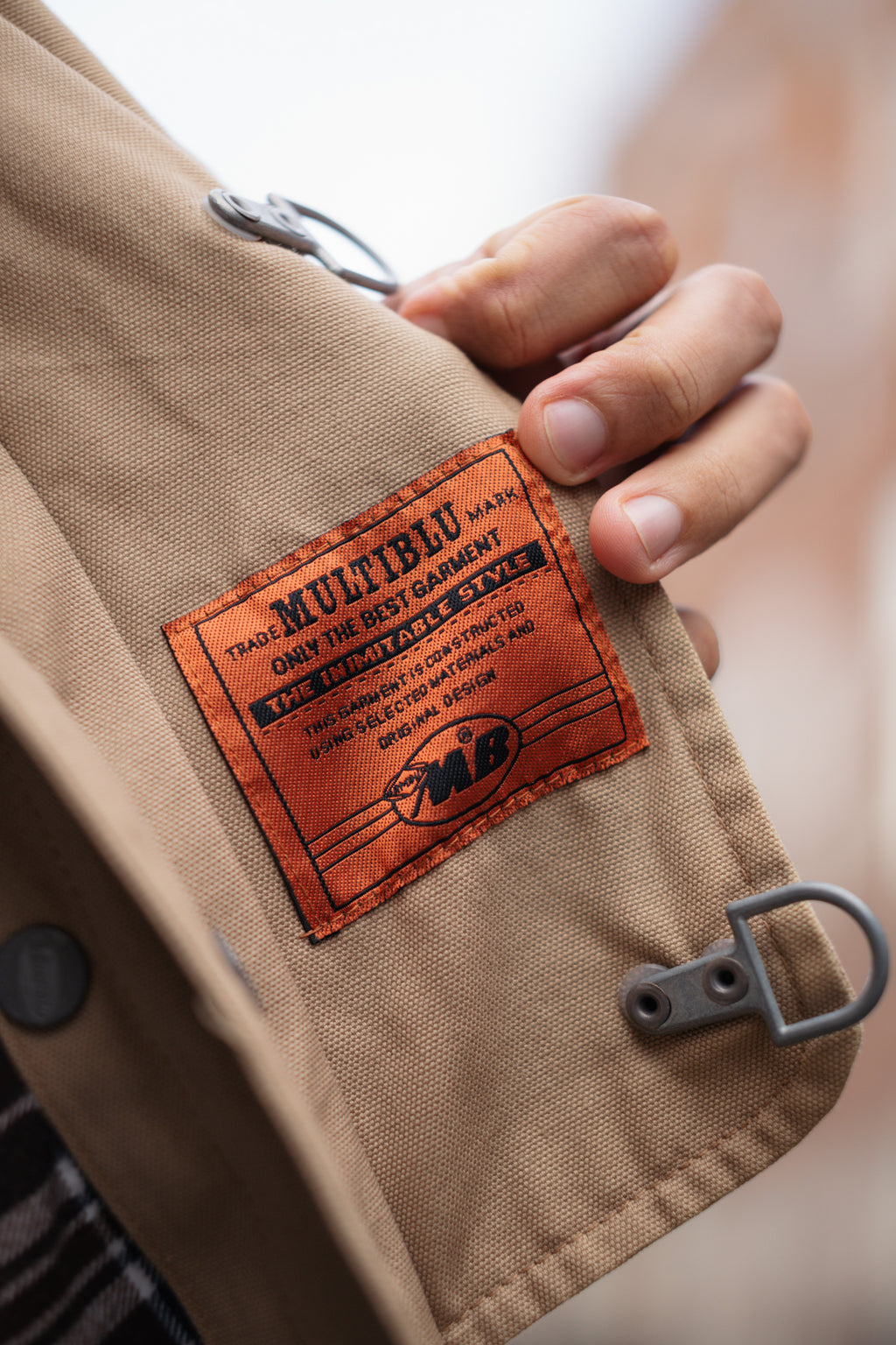 Vintage Fireman-Style Canvas Jacket with Corduroy Collar