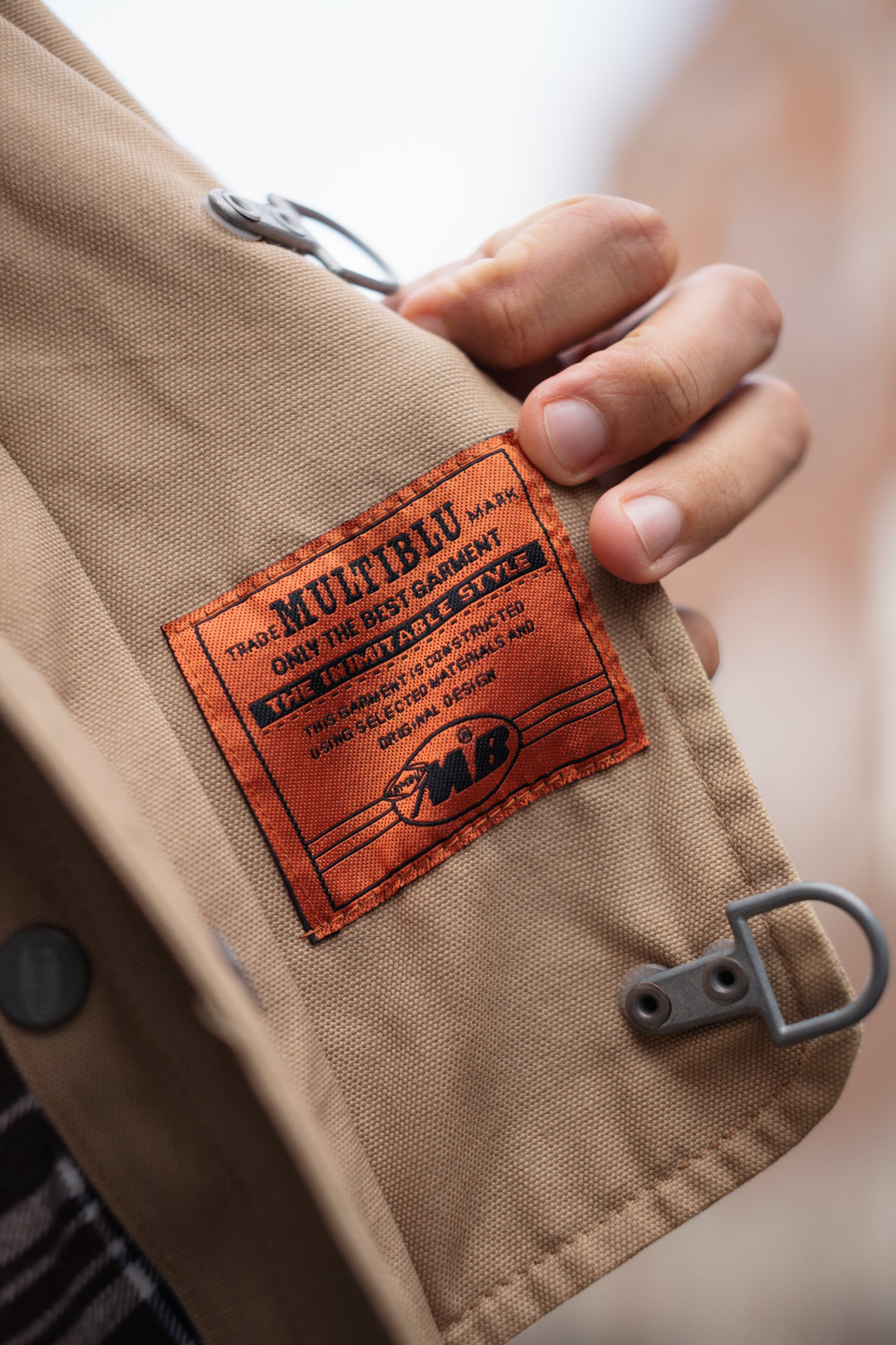 Vintage Fireman-Style Canvas Jacket with Corduroy Collar
