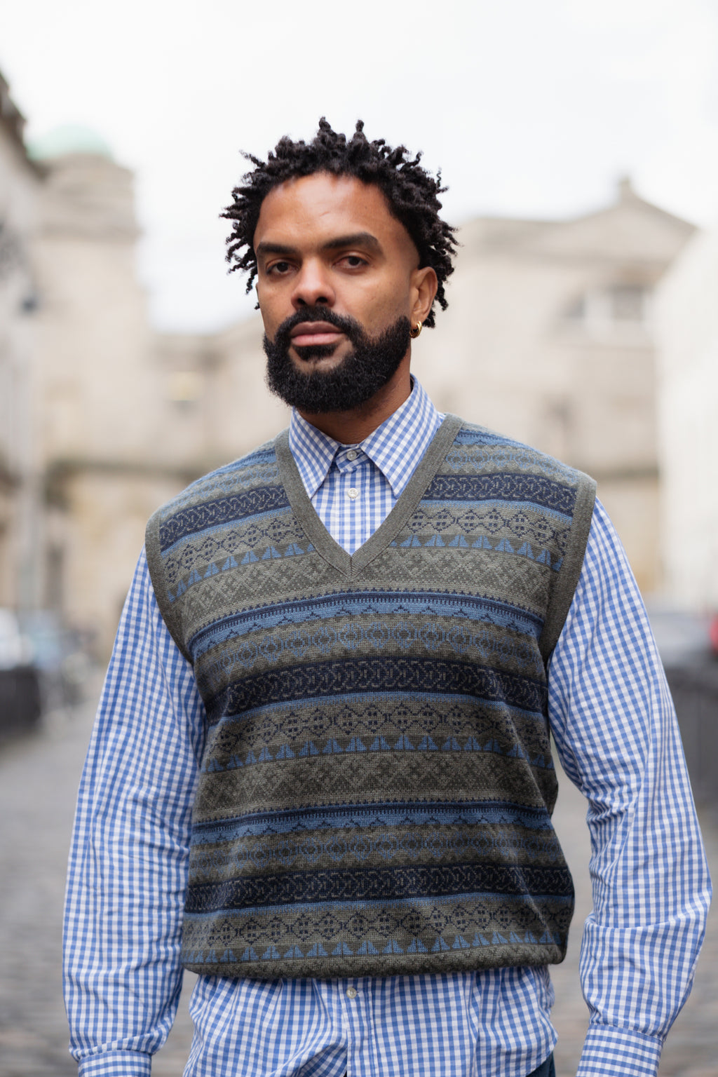 Vintage French Fair Isle Wool Blend Knit Vest