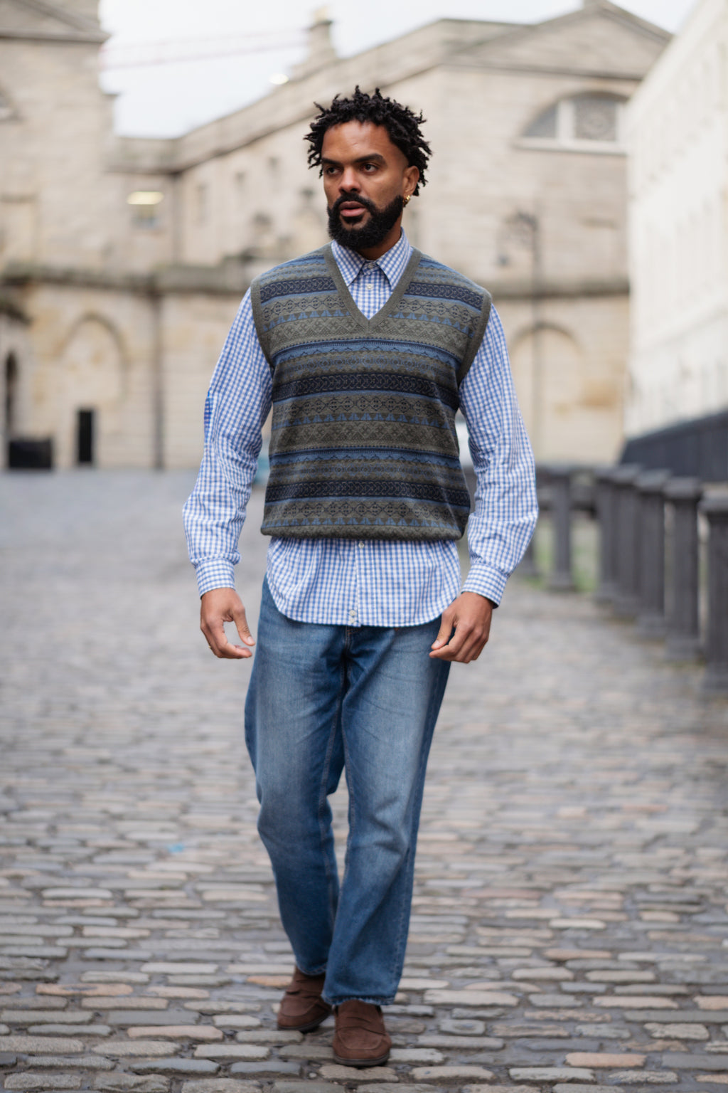 Vintage French Fair Isle Wool Blend Knit Vest