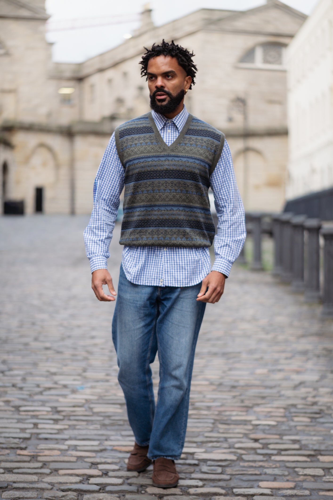 Vintage French Fair Isle Wool Blend Knit Vest