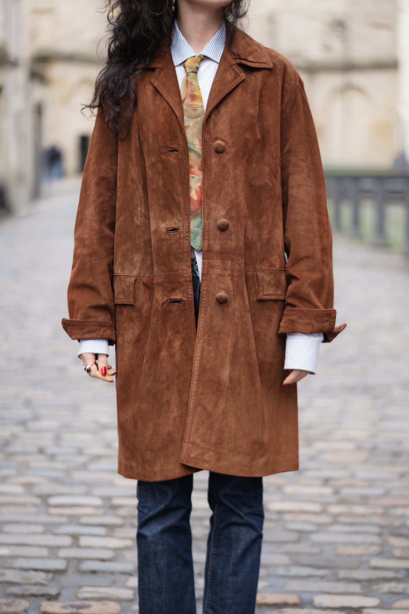 Hazelnut Suede Trench Coat Size M/L UK 10/12