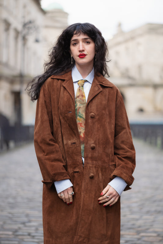Hazelnut Suede Trench Coat Size M/L UK 10/12