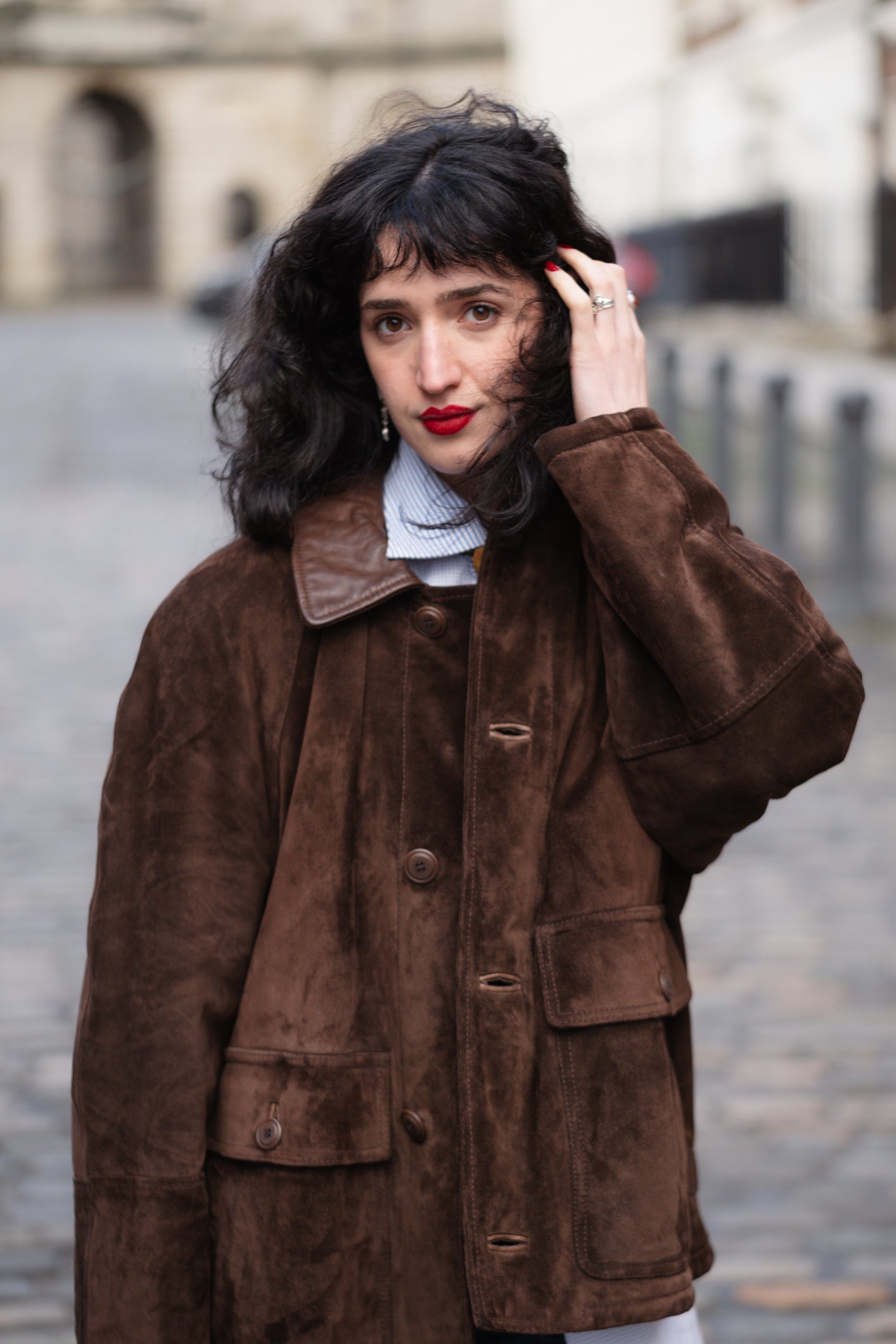 Chocolate Brown Suede Coat Size M/L UK 10/12