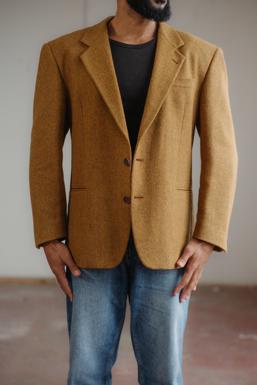 Oliver by Valentino Mustard Herringbone Wool Blazer