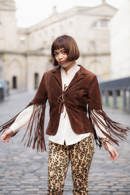 Hazelnut Fringed Suede Jacket Size XS/S UK 6/8