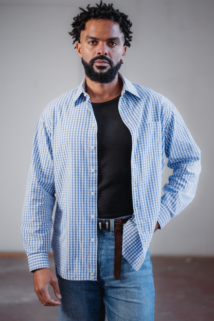 Armani Collezioni Vichy Cotton Shirt Size L/XL UK 12/14