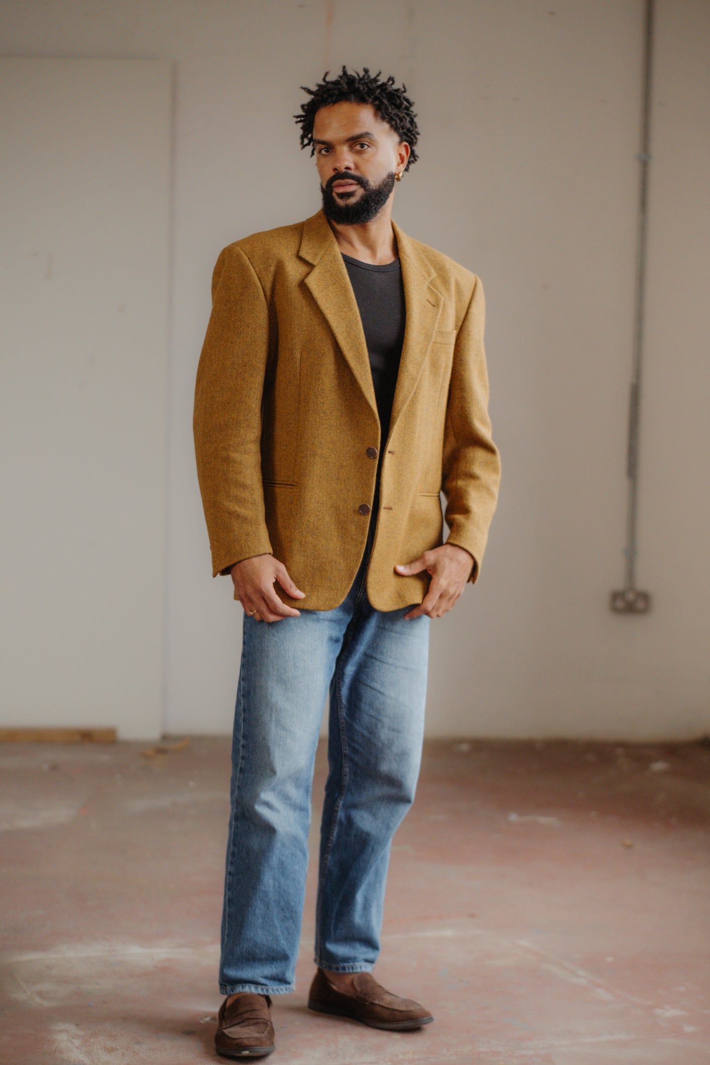 Mustard Herringbone Blazer Oliver by Valentino Size XL UK 14