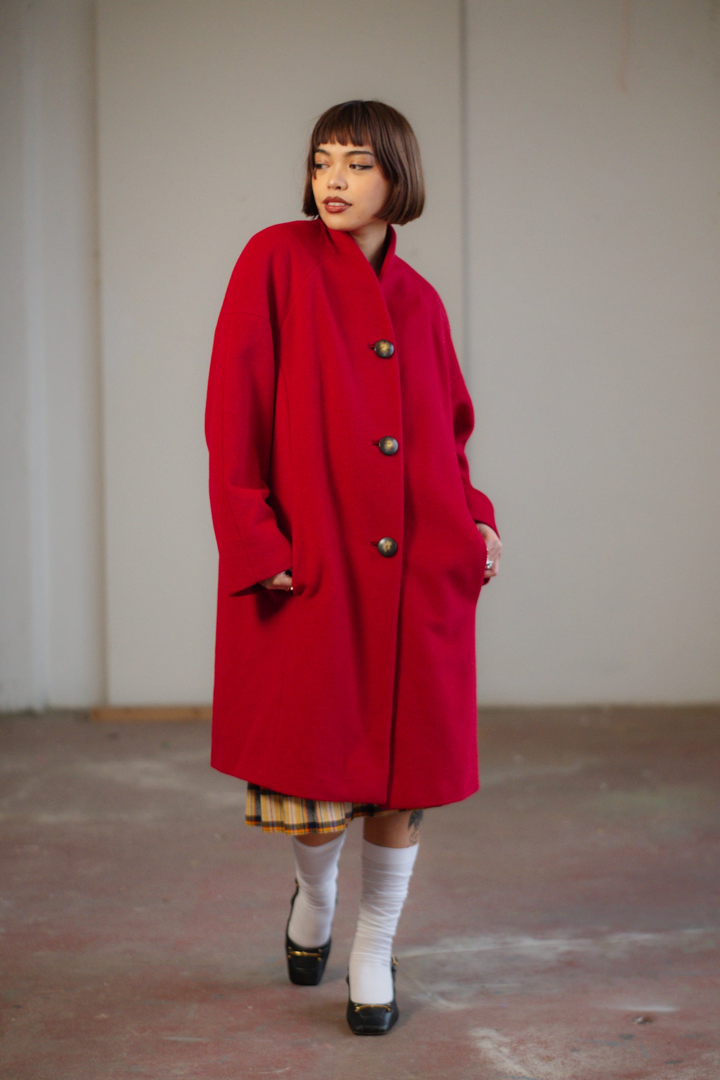 Vintage Red Coat by Les Copains size S/M UK 8/10