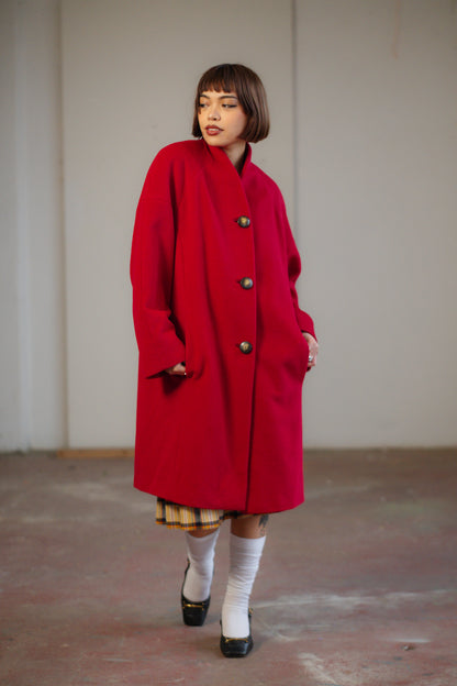 Vintage Red Coat by Les Copains size S/M UK 8/10