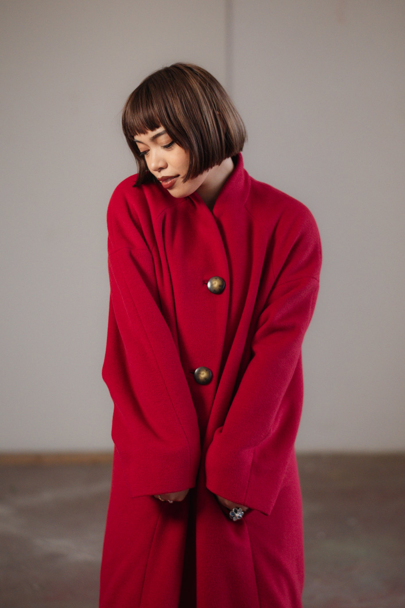 Vintage Red Coat by Les Copains size S/M UK 8/10