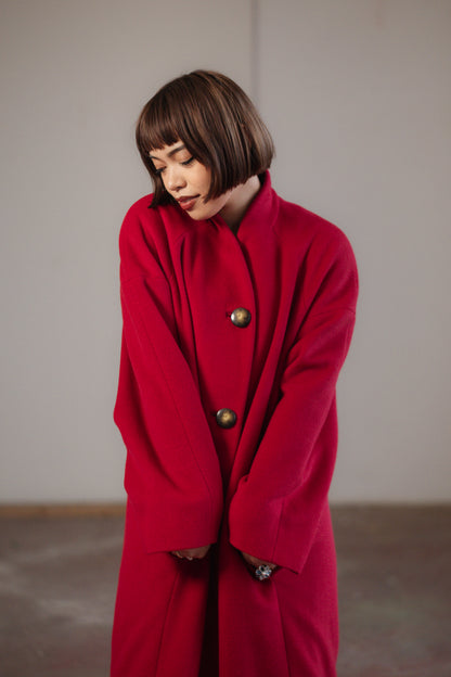 Vintage Red Coat by Les Copains size S/M UK 8/10