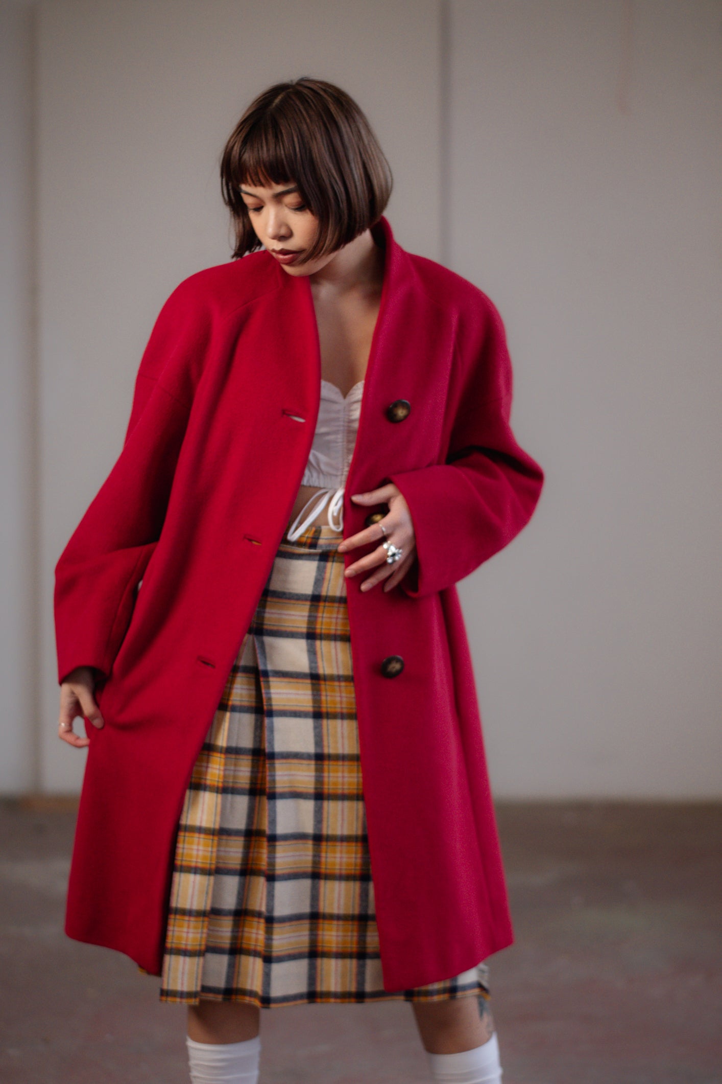 Vintage Red Coat by Les Copains size S/M UK 8/10