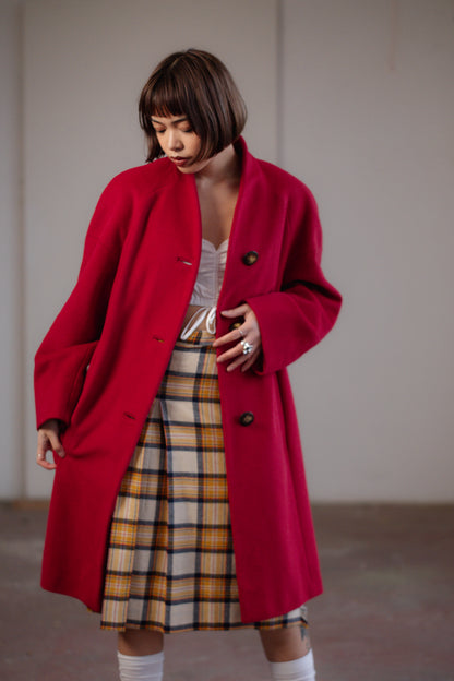 Vintage Red Coat by Les Copains size S/M UK 8/10