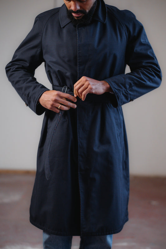 Reversible Trench Coat in Navy & Plaid Size L/XL UK 12/14