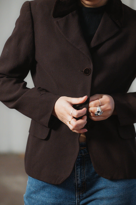 Les Copains Brown Blazer Women's Size S/M Size 8/10