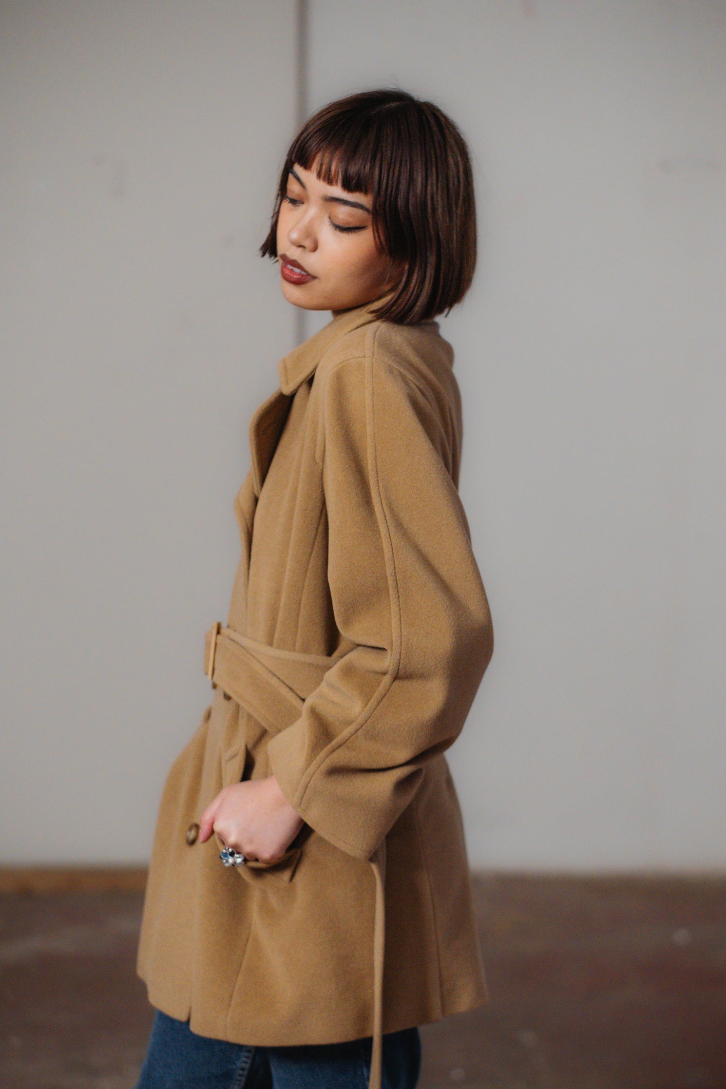 Double-breasted Camel Wool Coat by WEEKEND Max Mara Size M UK 8/10