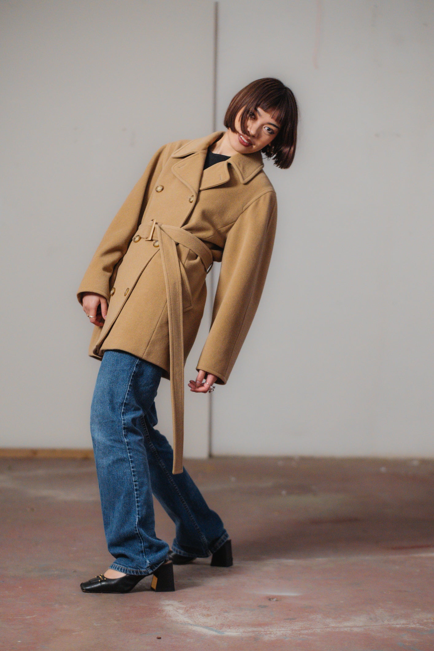 Double-breasted Camel Wool Coat by WEEKEND Max Mara Size M UK 8/10