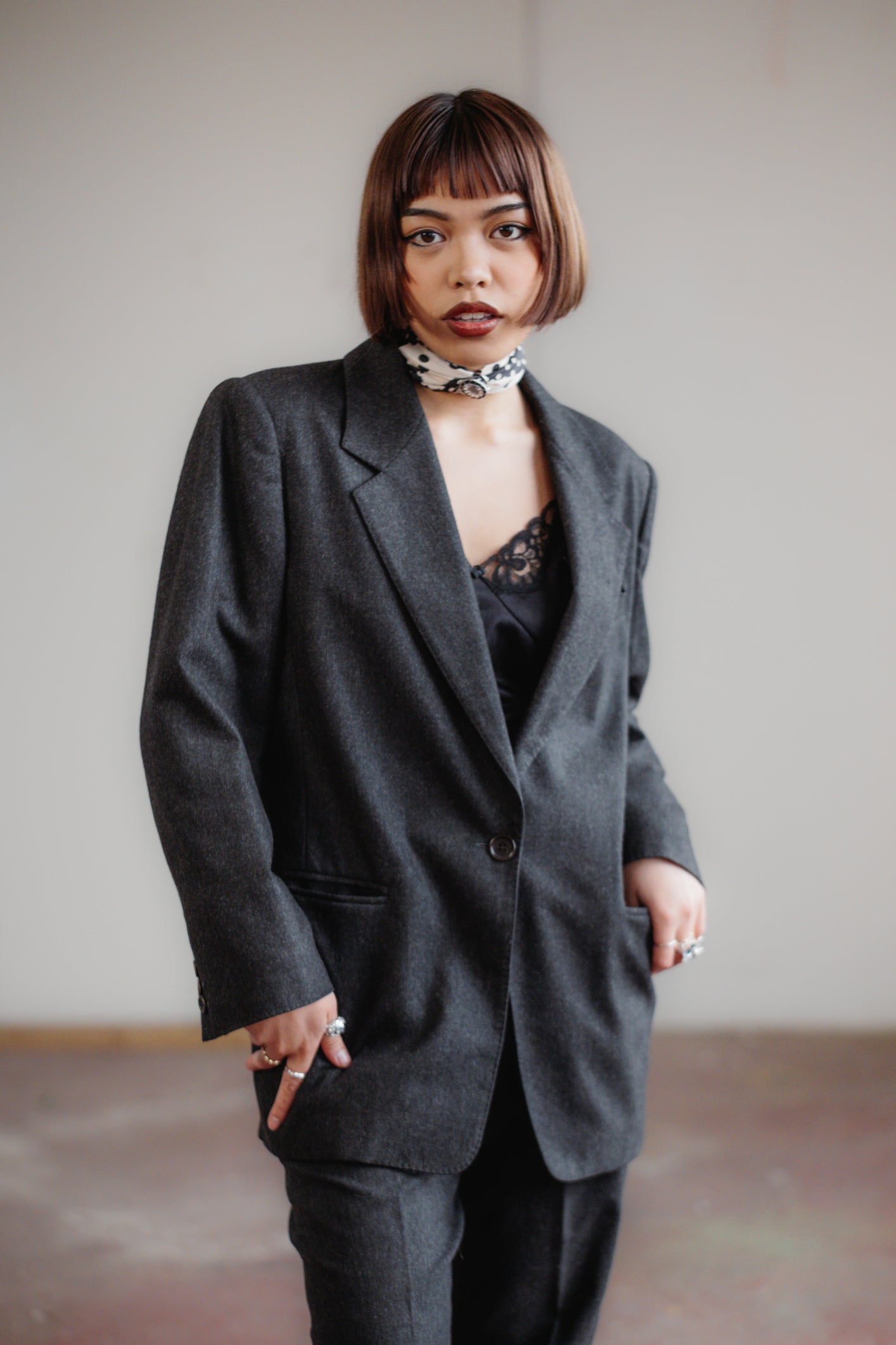 Charcoal Grey Wool & Cashmere Suit by Max Mara Size S/M UK 8/10