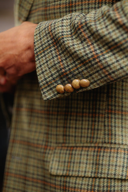 Tweed Green Wool Blazer Size L/XL UK 12/14