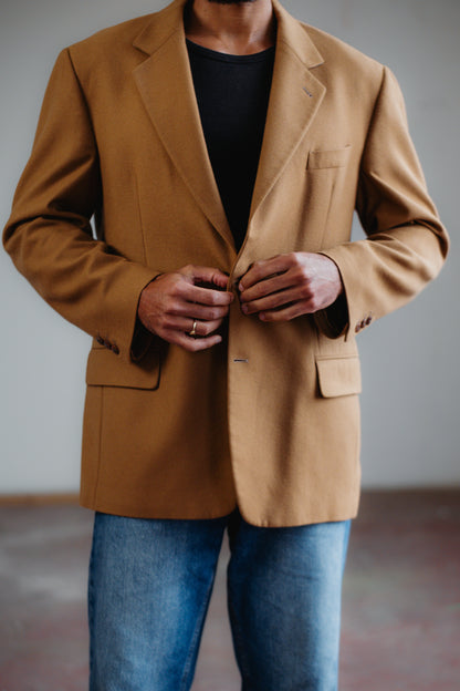 Valentino Camel Wool Blazer Size XL UK 14