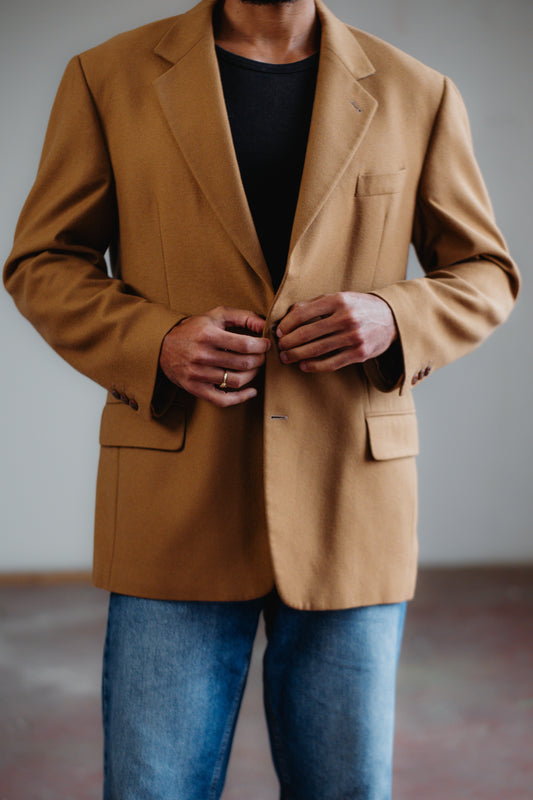 Valentino Camel Wool Blazer Size XL UK 14