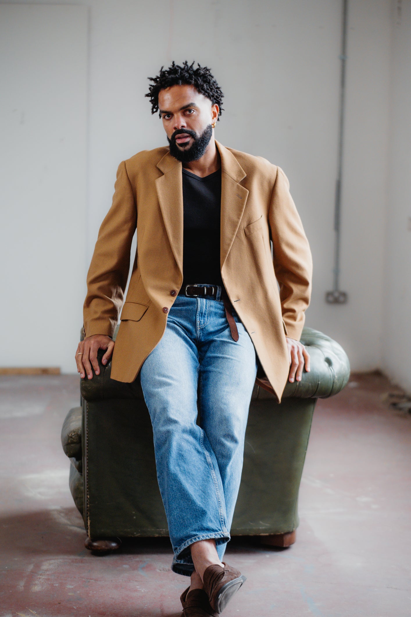 Valentino Pure Wool Blazer in Camel Brown