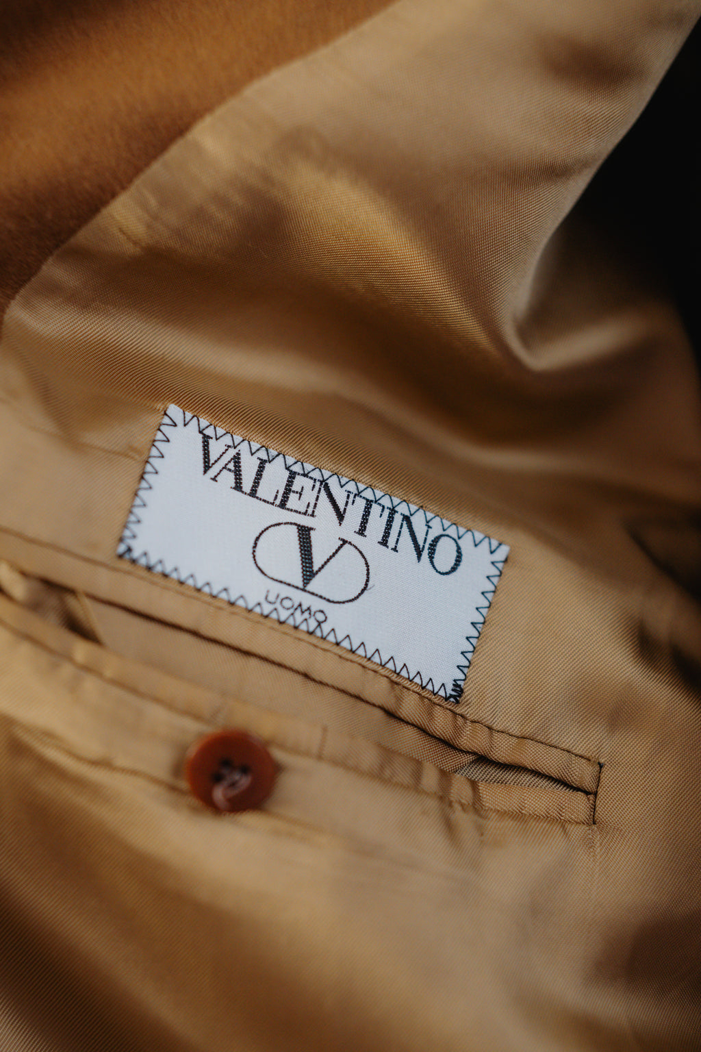 Valentino Pure Wool Blazer in Camel Brown