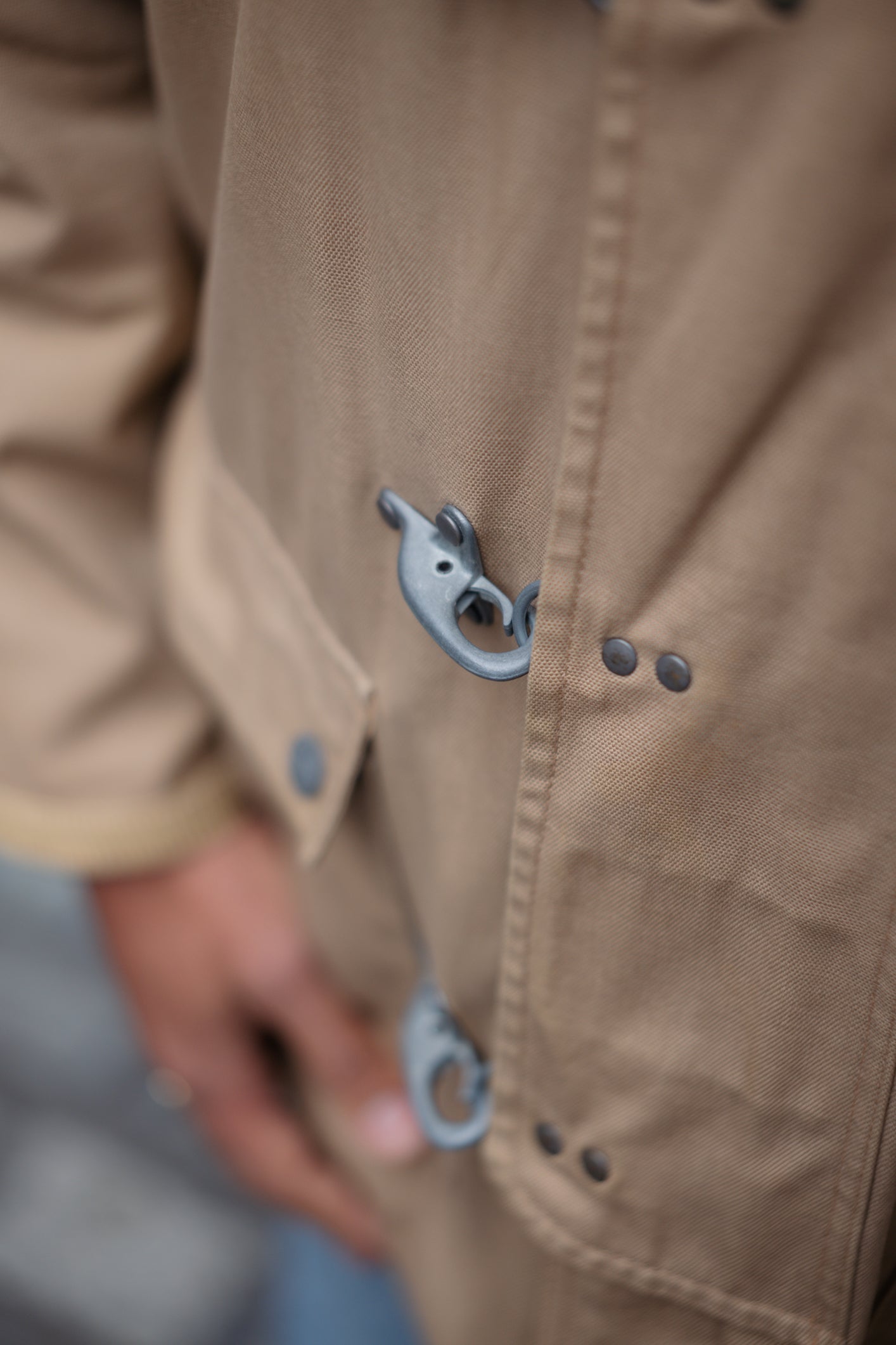 Vintage Fireman-Style Canvas Jacket with Corduroy Collar