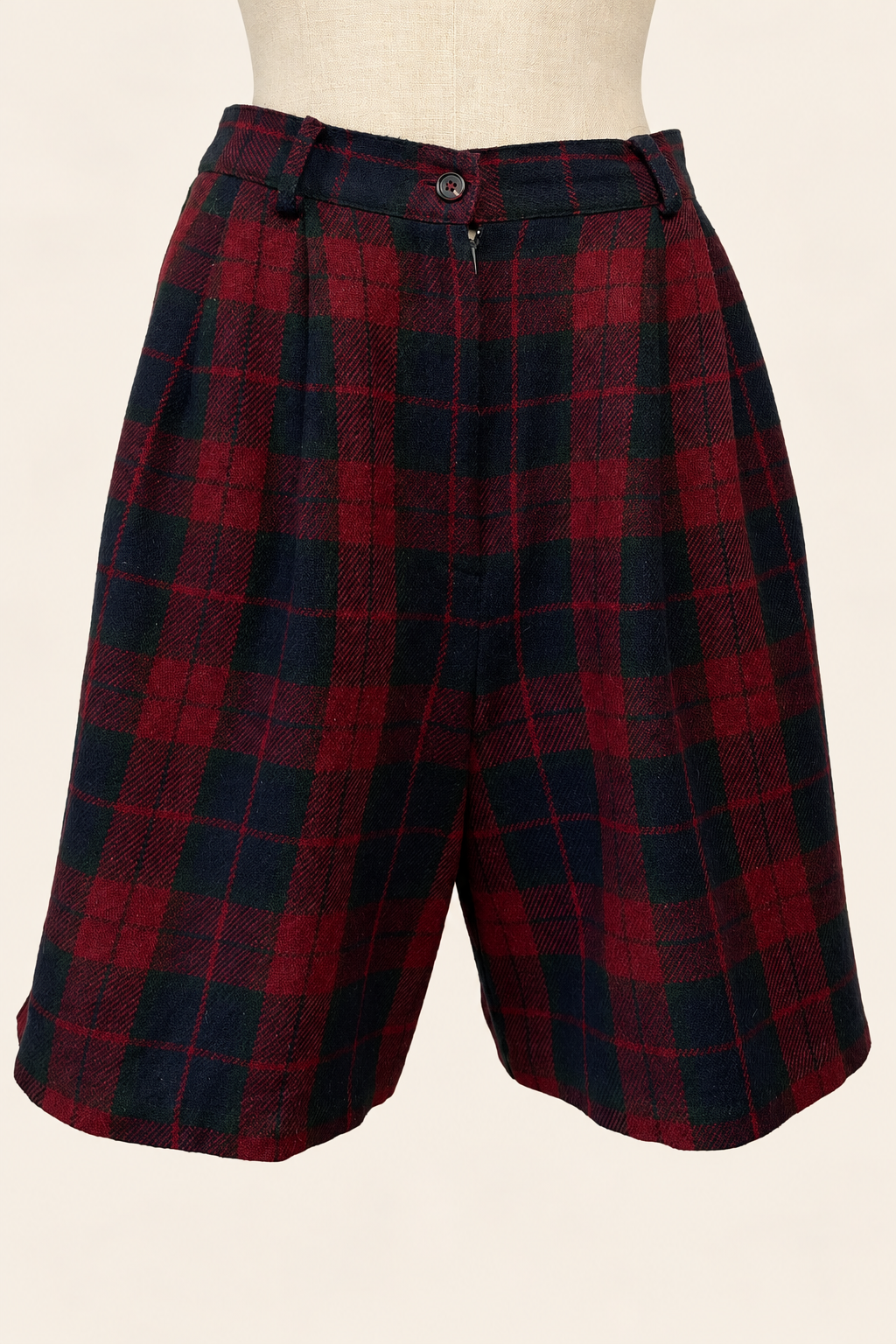 Burgundy & Navy Tartan Culotte Shorts