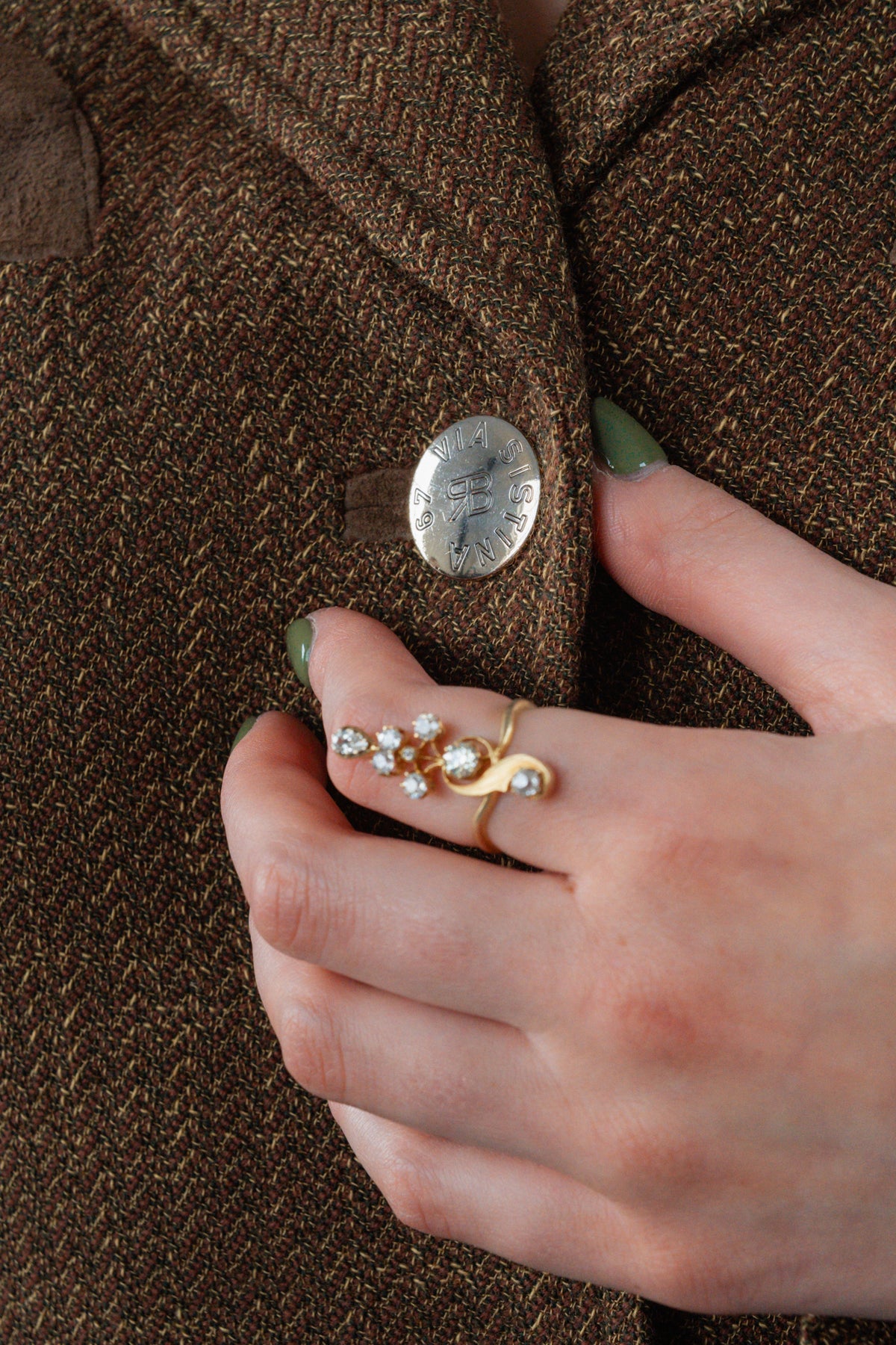 Brown Wool-Blend Blazer with Suede Detailing by Renato Balestra